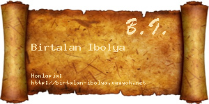 Birtalan Ibolya névjegykártya